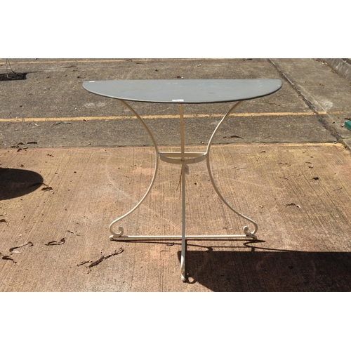 Appraisal: Modern demi lune metal console table approx cm H x