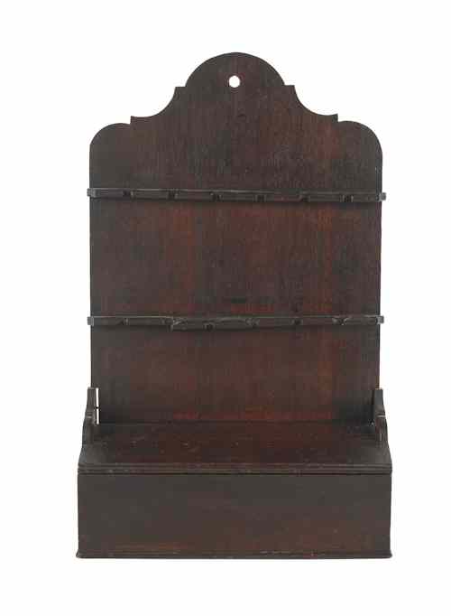 Appraisal: George III oak hanging spoon rack ca with a lower