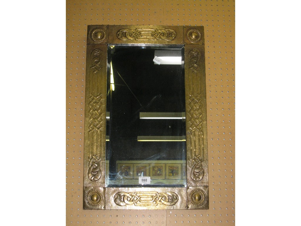 Appraisal: Brass framed wall mirror with Celtic motif