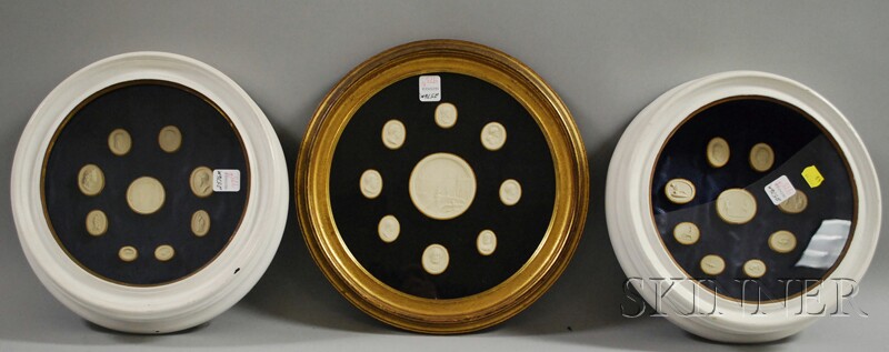 Appraisal: Collection of Classical Plaster Medallions mounted in three frames medallion