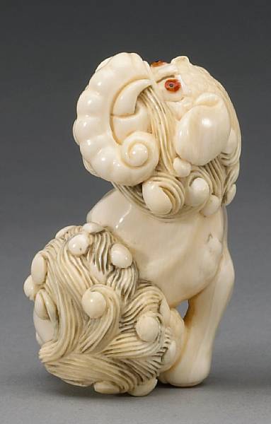 Appraisal: An ivory carving of baku By Kangyoku Tachihara Noriyoshi b