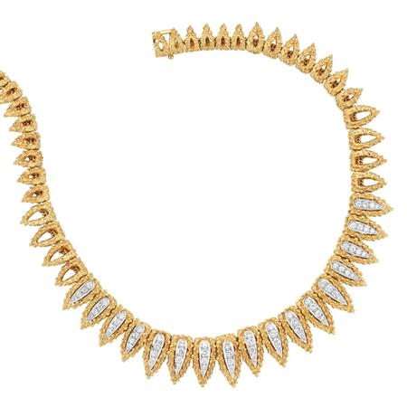 Appraisal: Gold and Diamond Fringe Necklace Estimate -