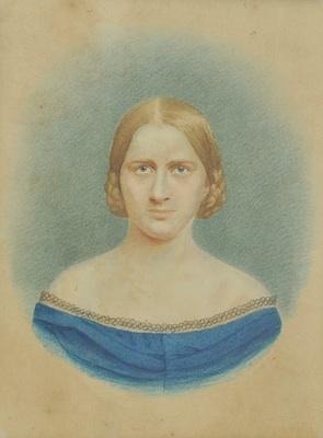 Appraisal: American School ca - Portrait of a young woman Watercolor