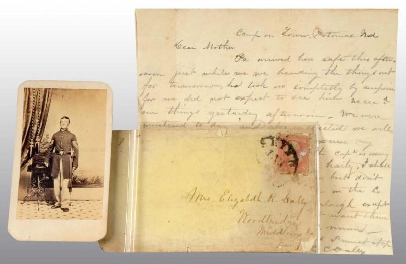 Appraisal: Letter Soldier's CDV Description Items from Camp on the lower