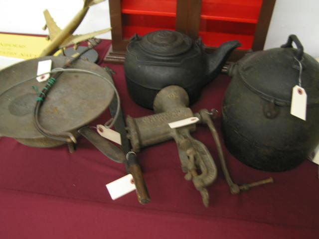 Appraisal: Victorian Metalware Lot kettle covered pot handled pot grinder more