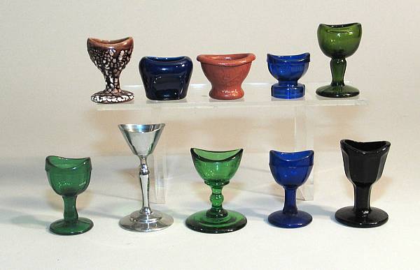 Appraisal: A Collection of Eye Cups An accumulation of various colors