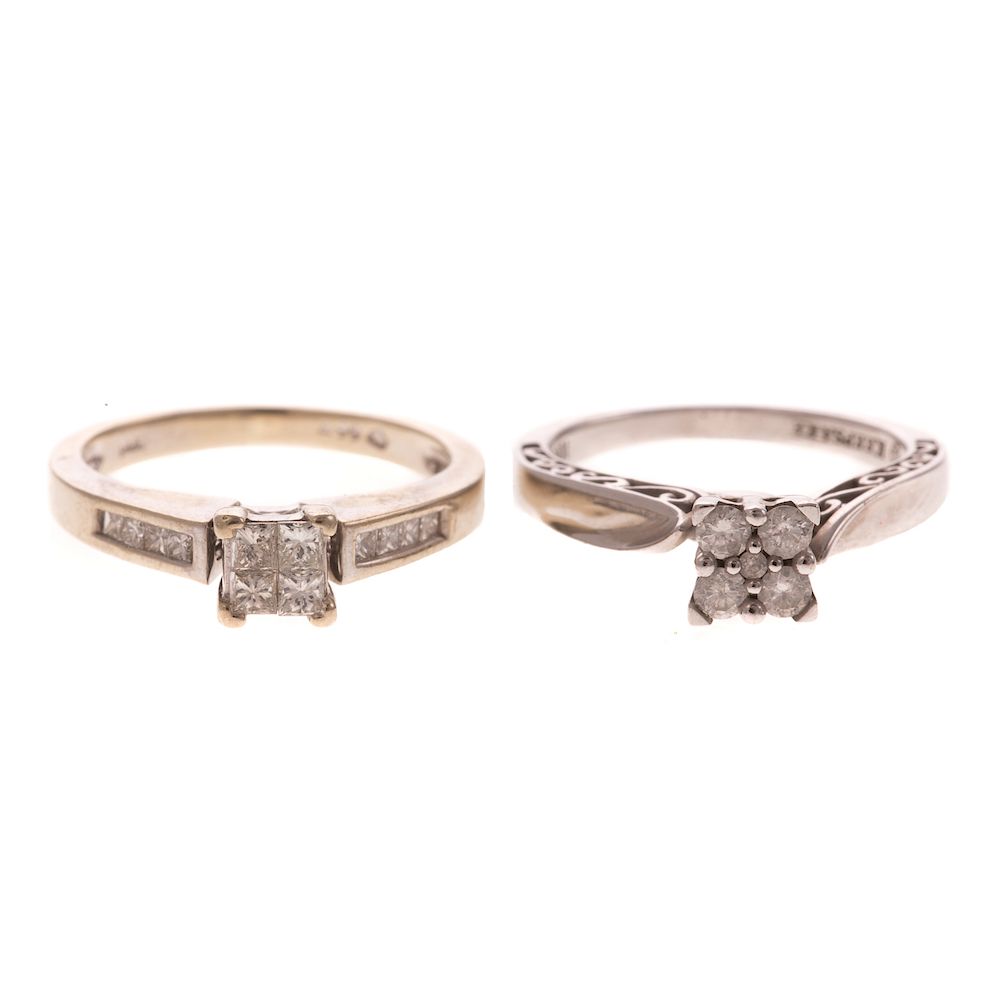 Appraisal: Two Ladies Diamond Rings in K K K white gold