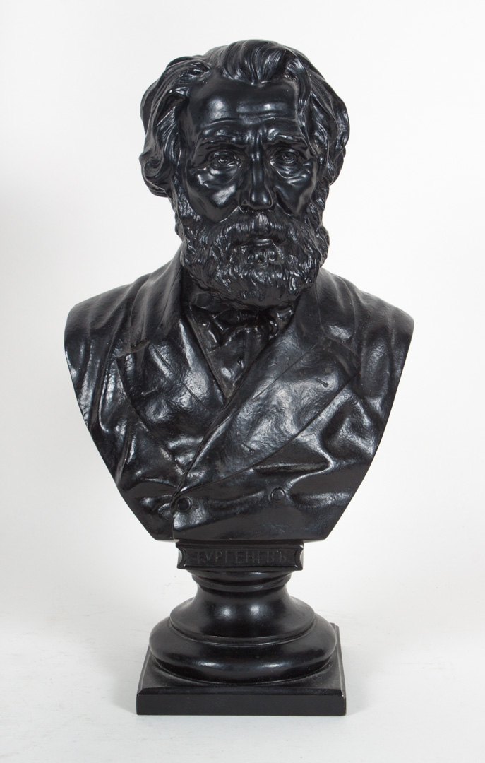 Appraisal: Russian painted cast iron bust dated of Ivan Turgenev novelist