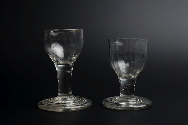 Appraisal: AN TH CENTURY DRAM GLASS with partly faceted bowl c