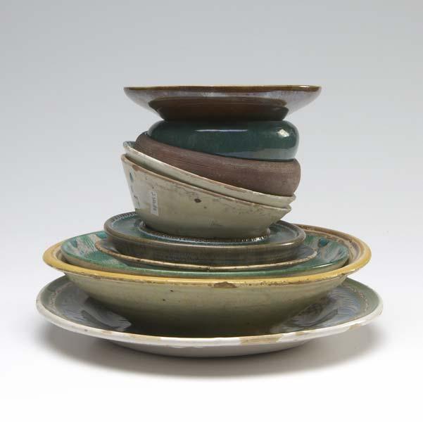 Appraisal: POTTERY Ten pieces crackled ashtray along with assorted bowls and