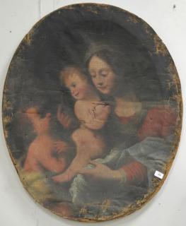 Appraisal: Old Master style oil on canvas Madonna and child probably