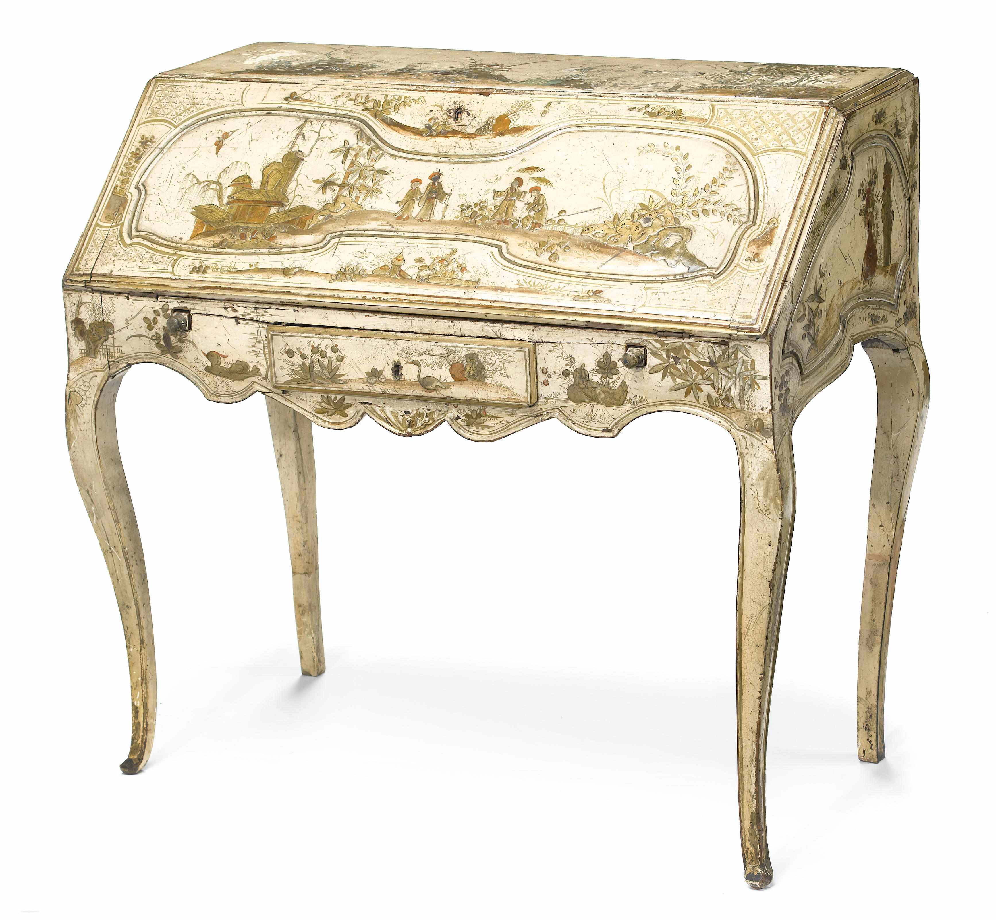 Appraisal: An Italian Rococo and later cream lacquered desk second half