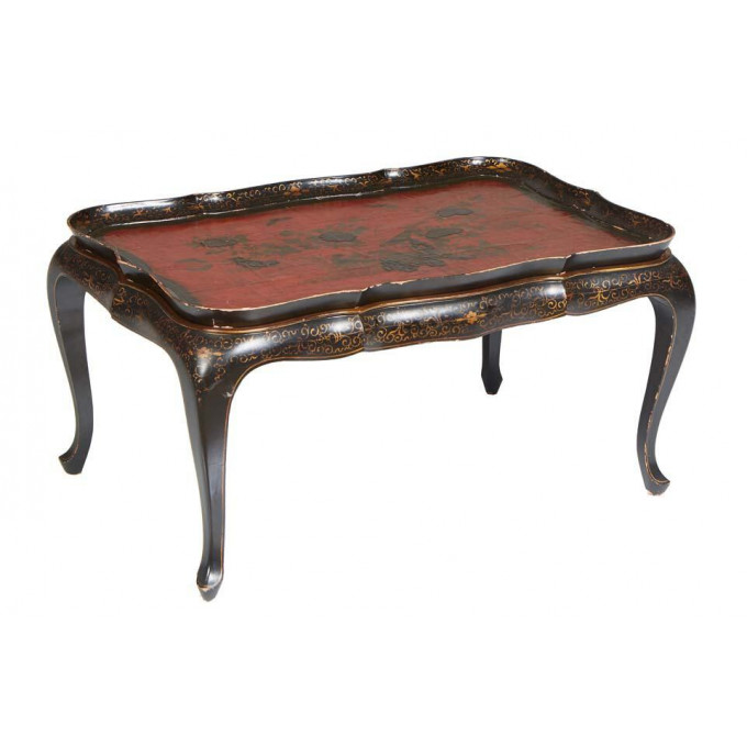 Appraisal: Chinese Black and Red Lacquer Tray Top Coffee Table early