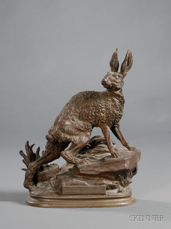 Appraisal: Jules Moigniez French - Bronze Figure of a Hare Chasse