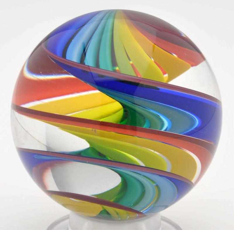 Appraisal: Geoffrey Beetem Contemporary Marble Description This rainbow marble has ten