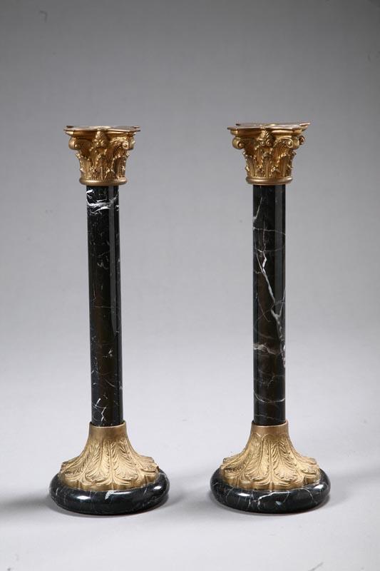 Appraisal: PAIR OF CLASSICAL STYLE CANDLESTICKS American or European th century