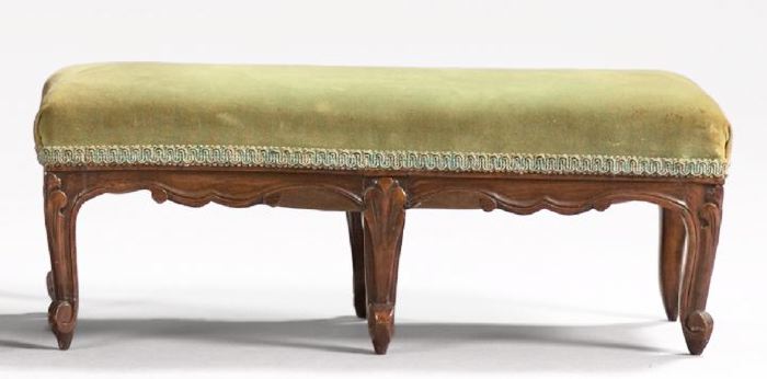 Appraisal: Attractive French Carved and Stained Beechwood Miniature Long Bench first