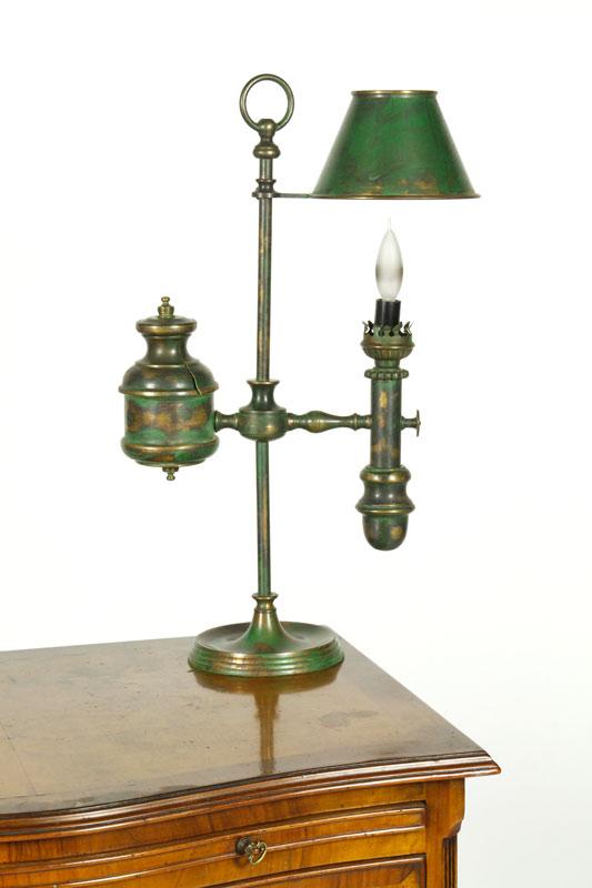 Appraisal: - Antique Style Brass Student Lamp Antique style student lamp