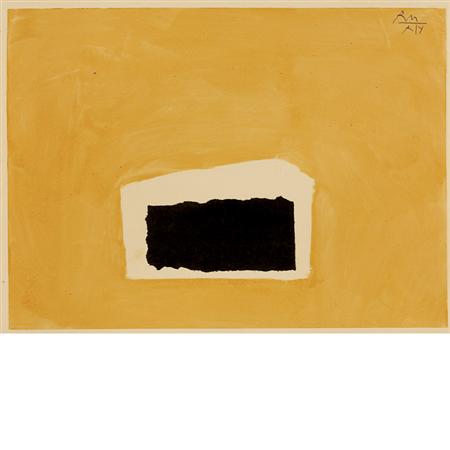 Appraisal: Robert Motherwell ABYSS Monotype printed in ochre and collage Estimate