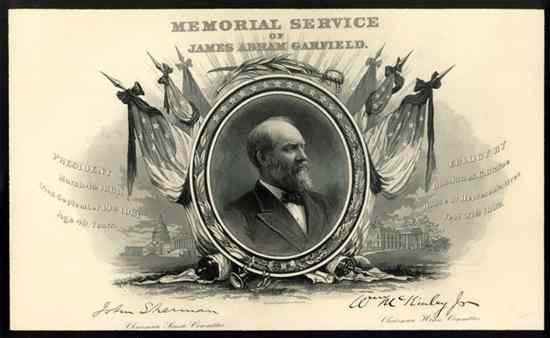 Appraisal: FIVE ITEMS PRESIDENT JAMES ABRAM GARFIELD EPHEMERA Including invitation to