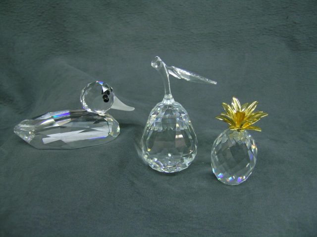 Appraisal: Three pieces of Swarovski Crystal including small pineapple pear and