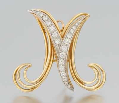 Appraisal: A Ladies' Diamond and Gold Monogram M Pendant k yellow