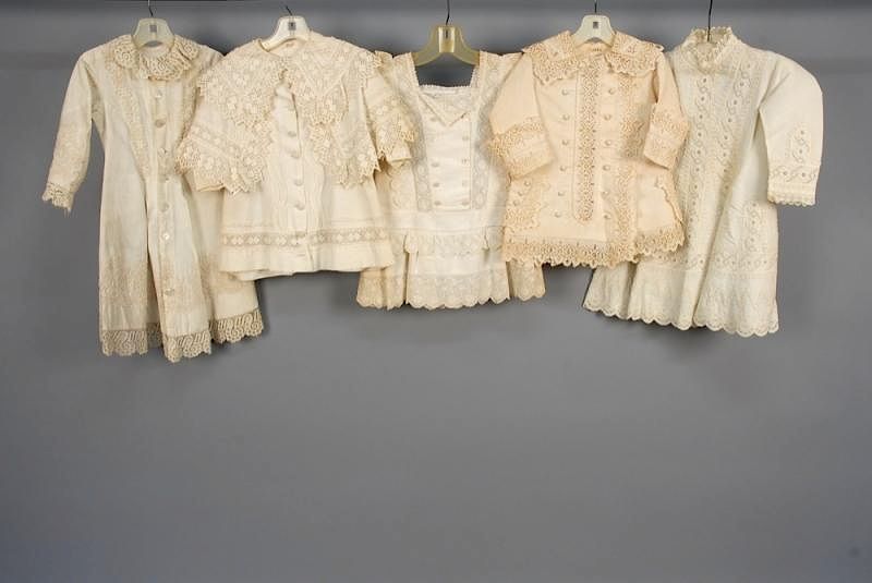 Appraisal: FOUR CHILDRENS FANCY COTTON COATS - s All ribbed cream