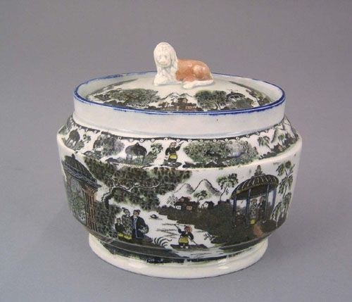 Appraisal: Salopian covered sugar ca with chinoiserie decoration and lion finial