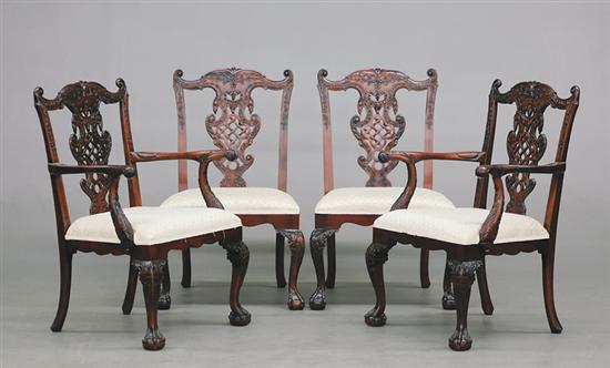 Appraisal: Chippendale style carved mahogany dining chairs set of ten comprised