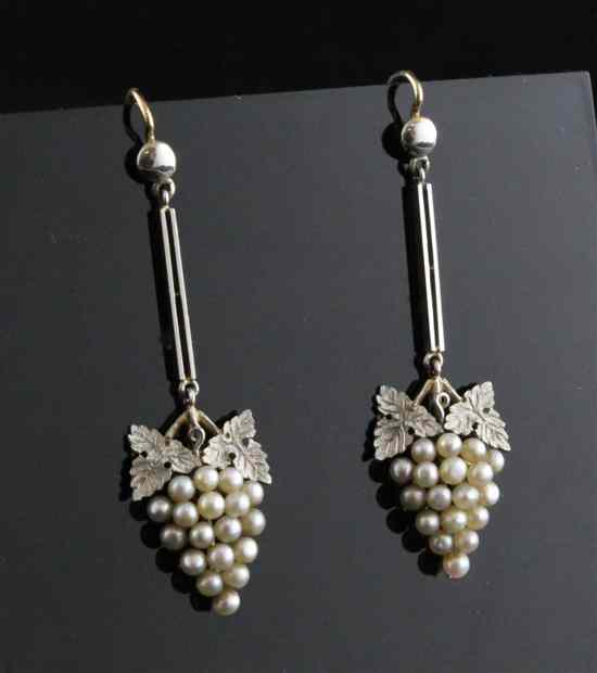 Appraisal: A pair of 's ct gold platinum and seed pearl