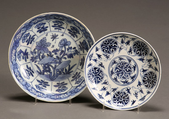 Appraisal: Two Chinese Blue and White Dishes th- th Century The