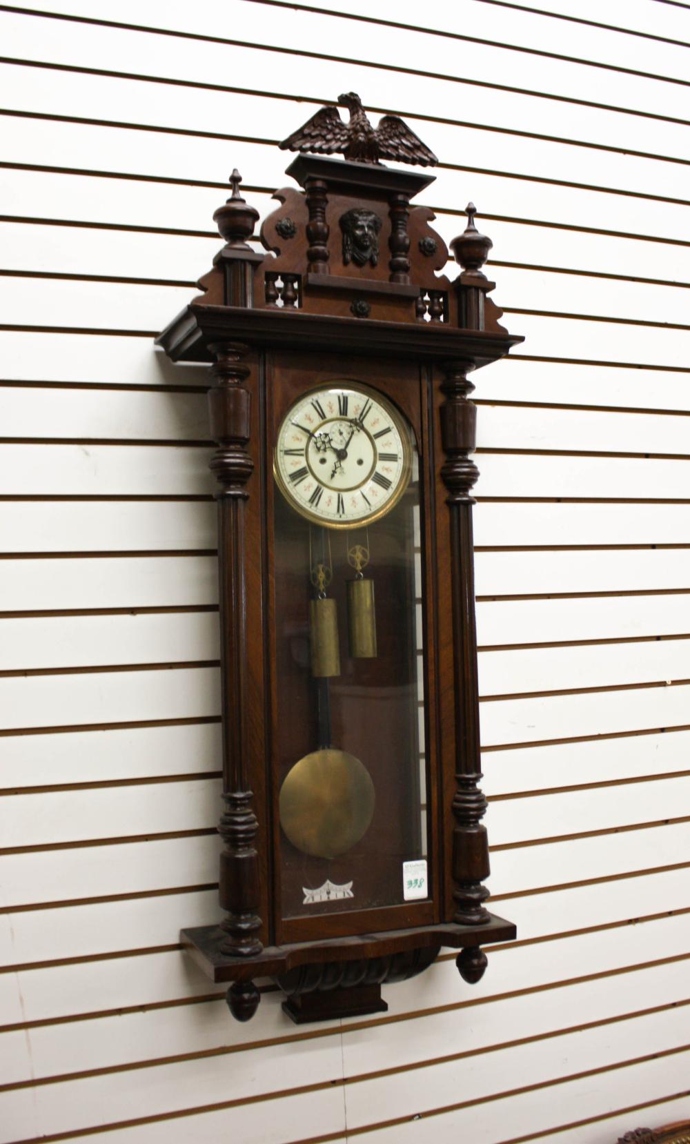 Appraisal: TWO-WEIGHT WALL CLOCK Gustav Becker Clock Workshops Freiberg Silesia Germany