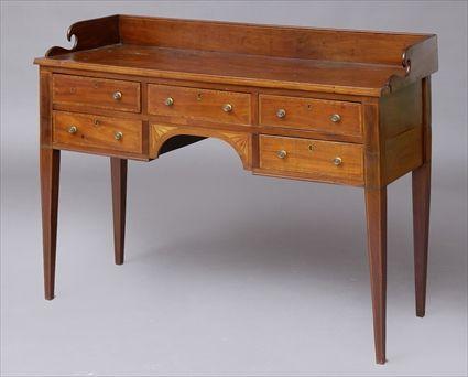 Appraisal: LATE GEORGE III INLAID MAHOGANY SMALL SIDEBOARD The -galleried top