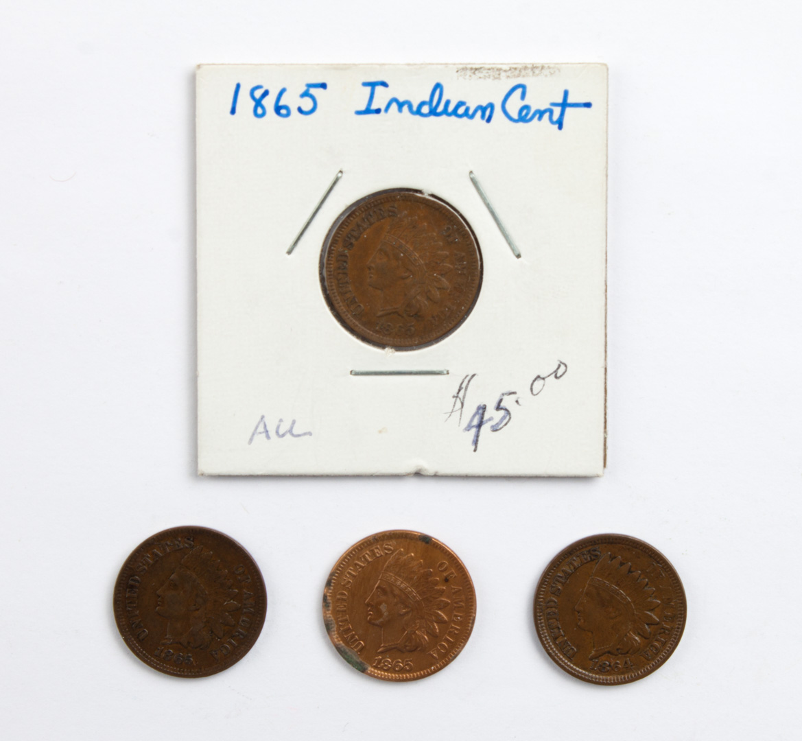 Appraisal: Four U S Indian Head type bronze cents -' comprising