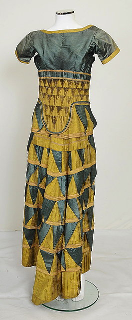 Appraisal: A silk Cretan style dress costume in green tones designed