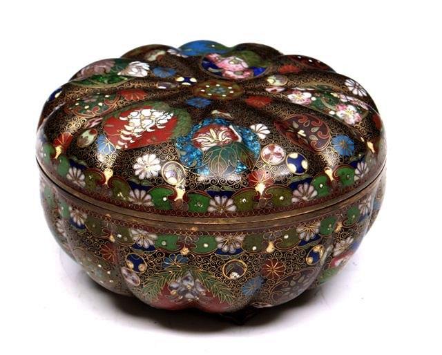 Appraisal: A JAPANESE CLOISONNE ENAMEL BOX AND COVER of circular lobed