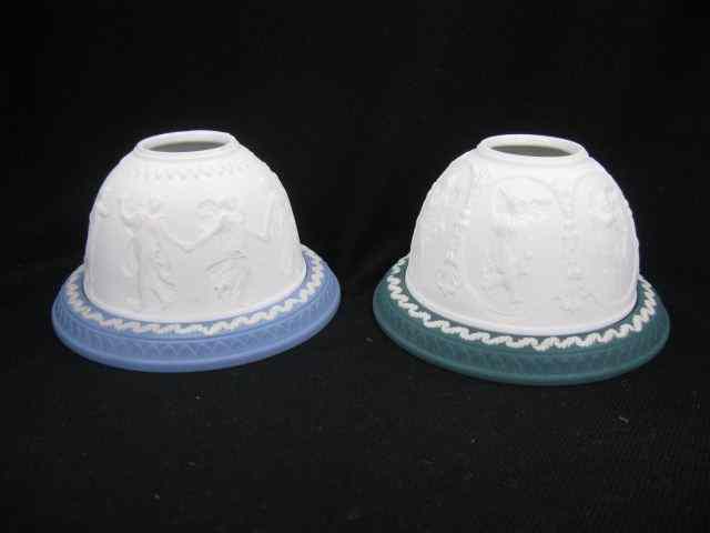 Appraisal: Wedgwood Jasperware Fairy Lamps one with cherubs other with maidens