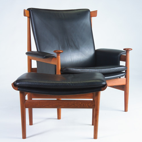 Appraisal: FINN JUHL FRANCE SON Teak armchair and matching ottoman with