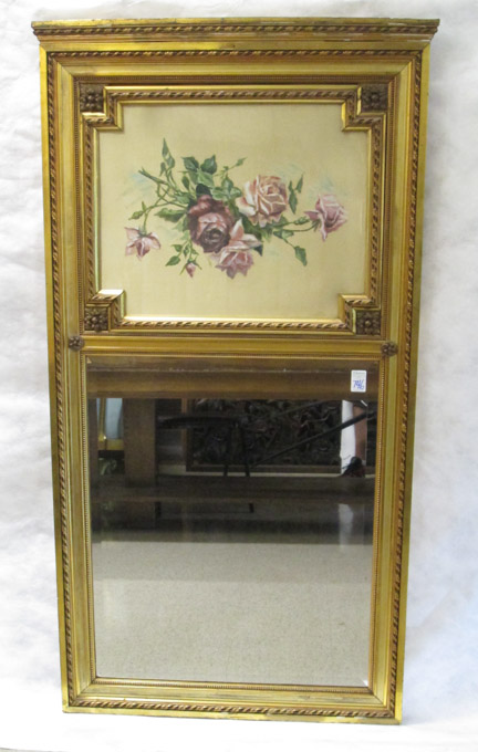 Appraisal: LOUIS XVI STYLE GILTWOOD FRAMED TRUMEAU MIRROR early th century