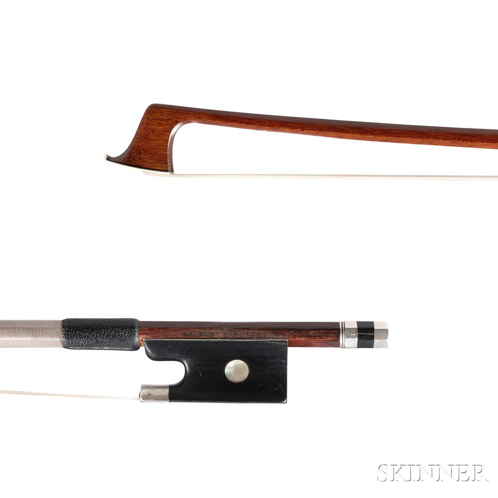 Appraisal: German Silver-mounted Violin Bow the octagonal stick stamped ALBERT NURNBERGER