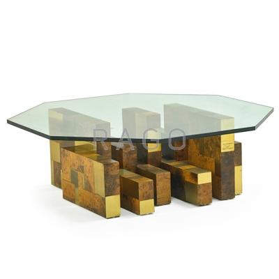 Appraisal: PAUL EVANS - DIRECTIONAL Cityscape coffee table USA s Brass