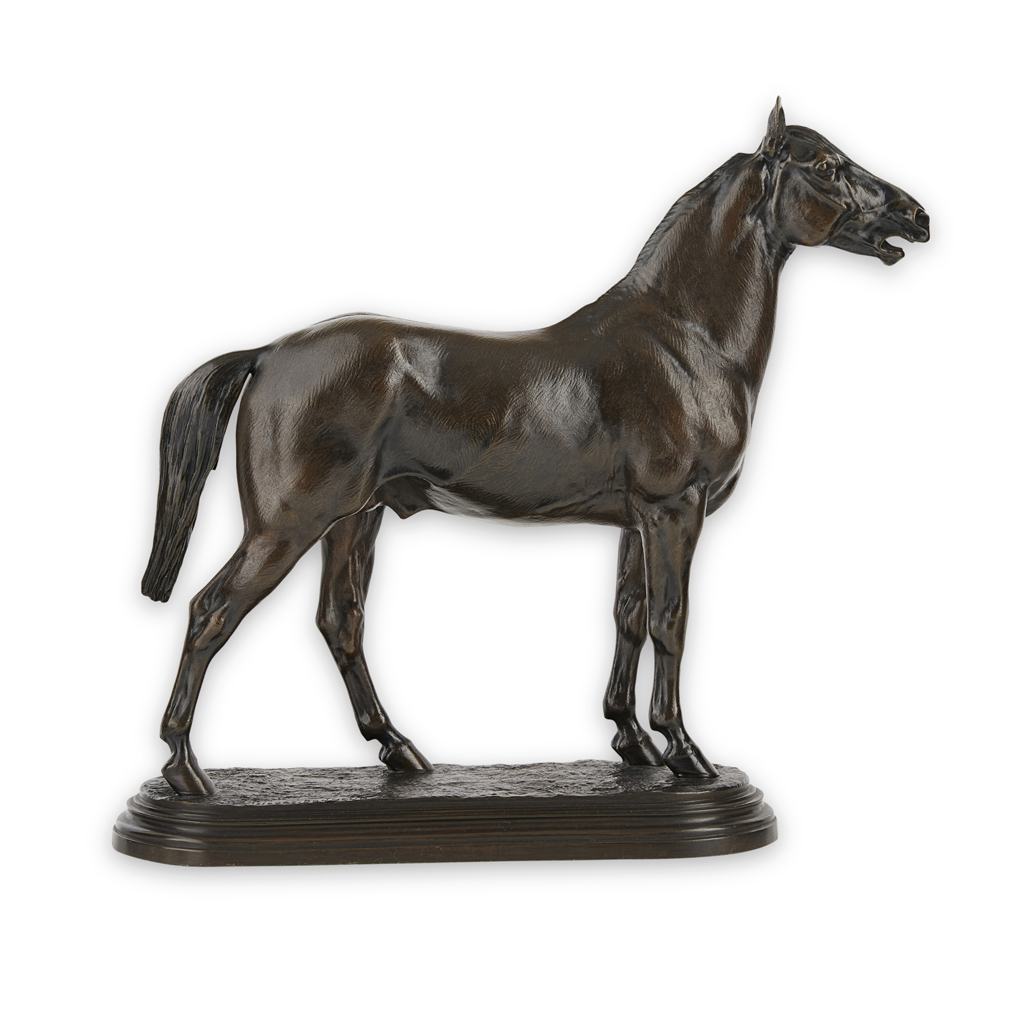 Appraisal: ISIDORE JULES BONHEUR FRENCH - STANDING HORSE bronze mid-brown patina