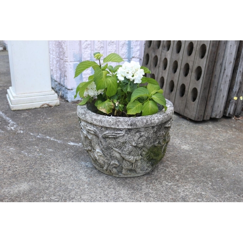 Appraisal: Composite stone garden pot with hydrangea plant pot approx cm