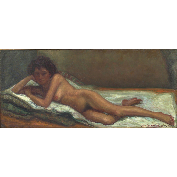 Appraisal: Sam Ostrowsky Reclining Nude c oil on canvas