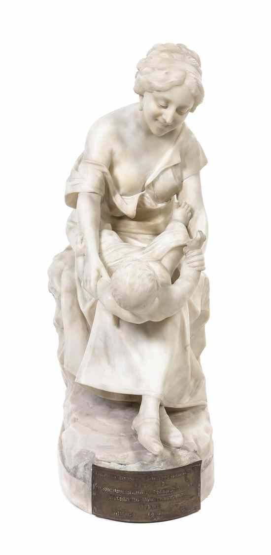 Appraisal: An Italian Marble Sculpture depicting a mother and her child