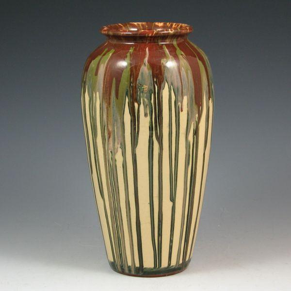 Appraisal: Peters Reed Shadow Ware vase in pale yellow with brown