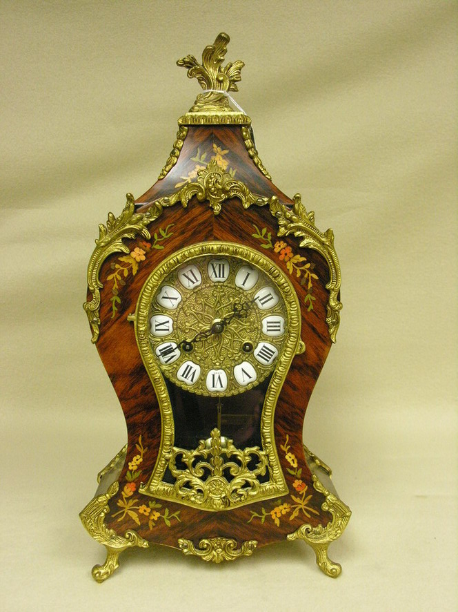 Appraisal: LE ORE ITALY INLAID CLOCK Clockworks Hermle West Germany Size