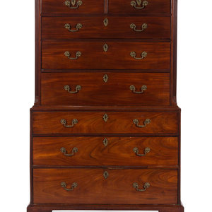 Appraisal: A George III Mahogany Chest-on-Chest Circa Height x width x