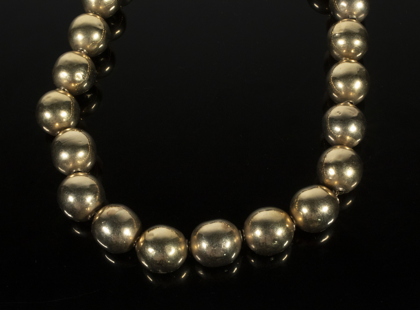 Appraisal: GOLD BEAD NECKLACE K Yellow Gold Large Hollow Bead Necklace