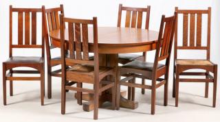 Appraisal: CRAFTSMAN WORKSHOPS STICKLEY OAK DINING SET C CRAFTSMAN WORKSHOPS STICKLEY